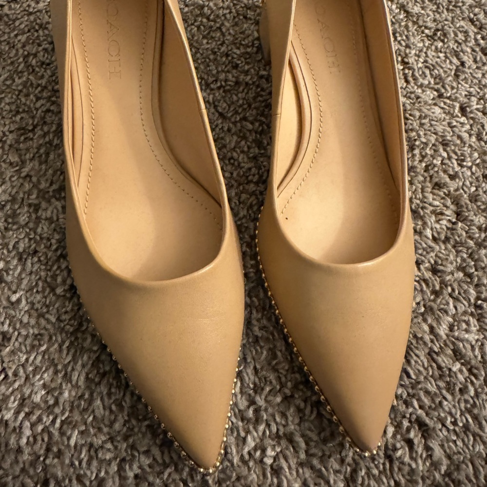 Tan Coach Chunky Heels